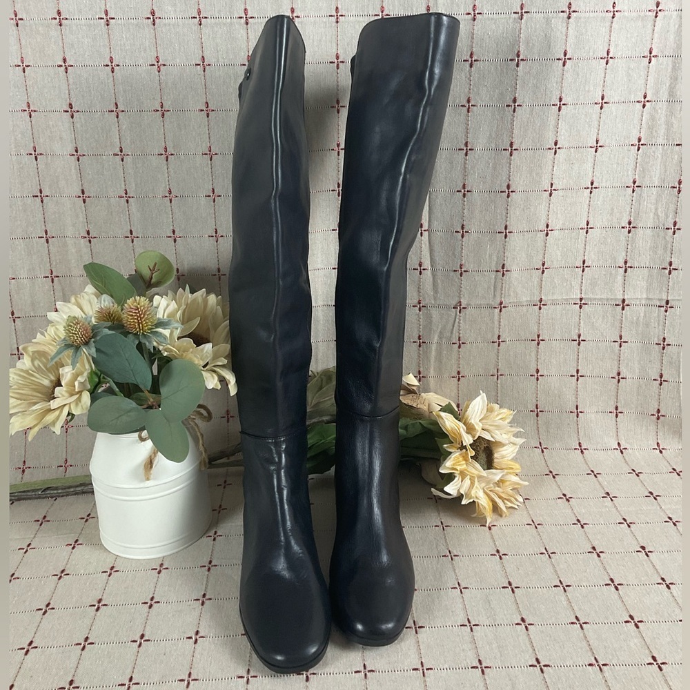 Vince Camuto “Karita” Over The Knee Riding Boots Women's Sz 5 Black Leather New - Picture 2 of 8